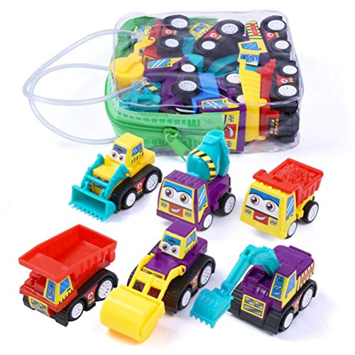 TOYANDONA 6 Unids Mini Friction Powered Toy Car Engineering Vehículo de Juguete para bebés, niños pequeños, Rodillo al Azar (como se Muestra)