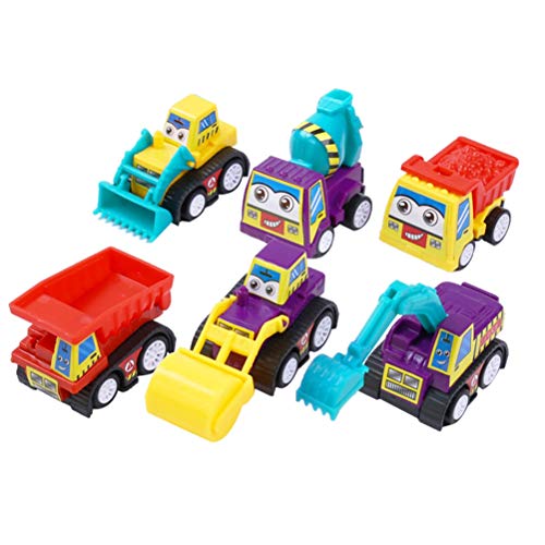 TOYANDONA 6 Unids Mini Friction Powered Toy Car Engineering Vehículo de Juguete para bebés, niños pequeños, Rodillo al Azar (como se Muestra)