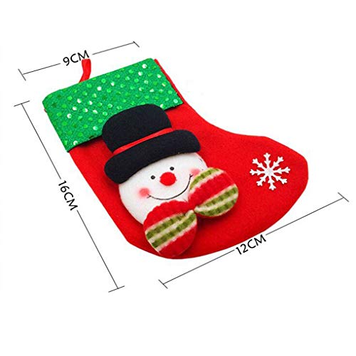 TOYESS 4Pcs/Set Media de Navidad Colgante Calcetín de Navidad Decoración de Navidad,Clásico 3D de Papá Noel,Elk,Muñeco de Nieve,Oso Patrón,Caramelo Lindo Calcetines Bolsa de Regalo(Lentejuelas)