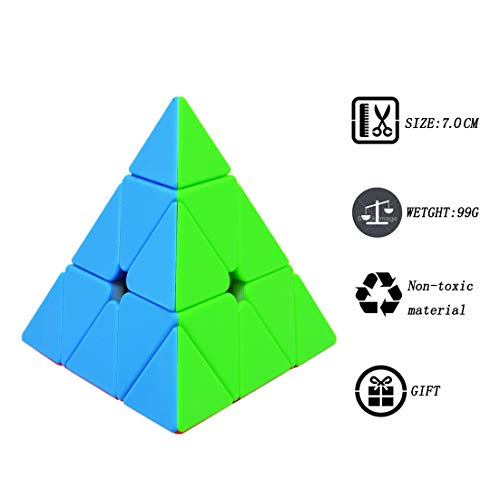 TOYESS Cubo de Pyraminx Stickerless 3x3x3, Piramide 3x3 Cubo de Velocidad Rompecabezas para Niño & Adultos