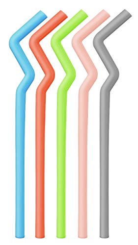 Toyfun 5 pajitas reutilizables de colores, pajita de silicona extraíble y lavable para beber bebidas calientes y frías de forma segura 23 cm Colorful