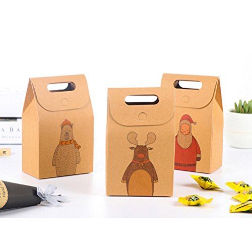 TOYMYTOY Kraft Paper Candy Bags Personaje de Dibujos Animados imprimió la Caja de Regalo Galletas Bolsas para Regalos (Santa Claus)