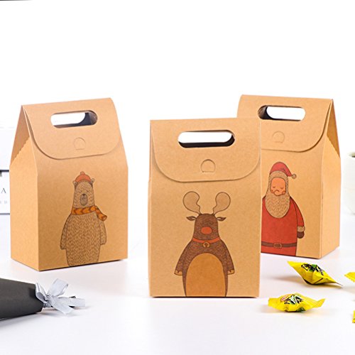TOYMYTOY Kraft Paper Candy Bags Personaje de Dibujos Animados imprimió la Caja de Regalo Galletas Bolsas para Regalos (Santa Claus)