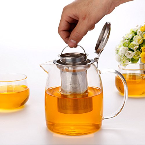 TOYO HOFU Tetera de vidrio transparente con infusor desmontable - 1100ml