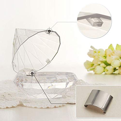 Toyvian 6 Piezas Cajas de Dulces de Boda en Forma de Diamante Cajitas de Caramelo Plásticas Transparentes Cajas de Regalo para Bodas Fiestas (9x9cm, L)
