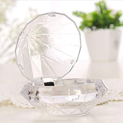 Toyvian 6 Piezas Cajas de Dulces de Boda en Forma de Diamante Cajitas de Caramelo Plásticas Transparentes Cajas de Regalo para Bodas Fiestas (9x9cm, L)
