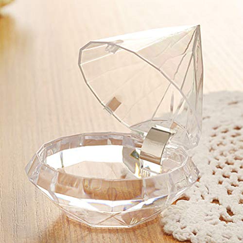 Toyvian 6 Piezas Cajas de Dulces de Boda en Forma de Diamante Cajitas de Caramelo Plásticas Transparentes Cajas de Regalo para Bodas Fiestas (9x9cm, L)