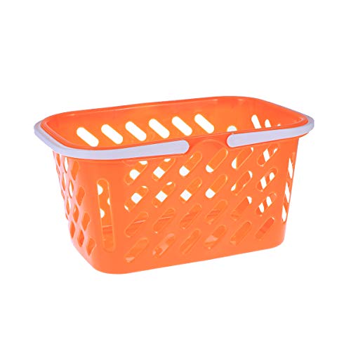Toyvian Cesta de Compras portátil, Juguetes con asa, Cesta organizadora de Almacenamiento (Naranja)