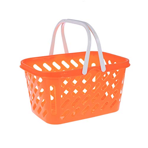 Toyvian Cesta de Compras portátil, Juguetes con asa, Cesta organizadora de Almacenamiento (Naranja)