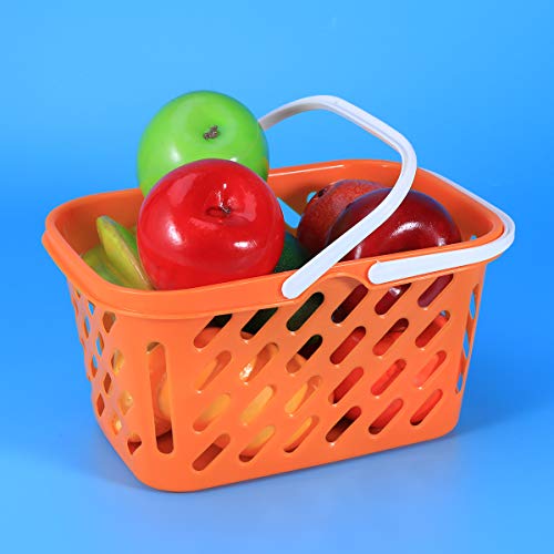 Toyvian Cesta de Compras portátil, Juguetes con asa, Cesta organizadora de Almacenamiento (Naranja)