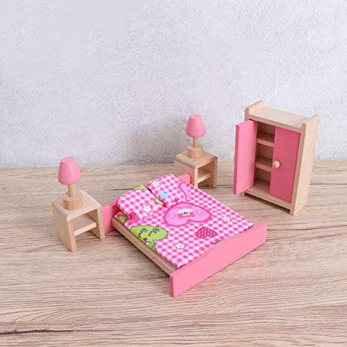 Toyvian Conjunto de Muebles de casa de muñecas de Madera Mini Muebles Accesorios de Fotos Muebles de Juguete Miniatura para niños jardín de Infantes Dormitorio de niños
