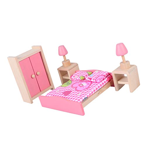 Toyvian Conjunto de Muebles de casa de muñecas de Madera Mini Muebles Accesorios de Fotos Muebles de Juguete Miniatura para niños jardín de Infantes Dormitorio de niños