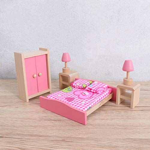 Toyvian Conjunto de Muebles de casa de muñecas de Madera Mini Muebles Accesorios de Fotos Muebles de Juguete Miniatura para niños jardín de Infantes Dormitorio de niños