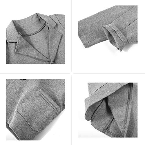 Traje Niño Boda Ropa Elegante Conjunto Comunion Blazer y Camisa de Cuadros y Pantalon Disfraz Ceremonia 3 Años Gris