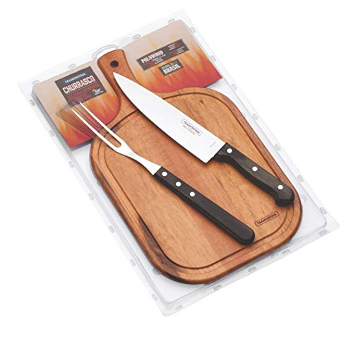 Tramontina Churrasco trinchar Cocina Juego de Cuchillos con Tabla de Cortar