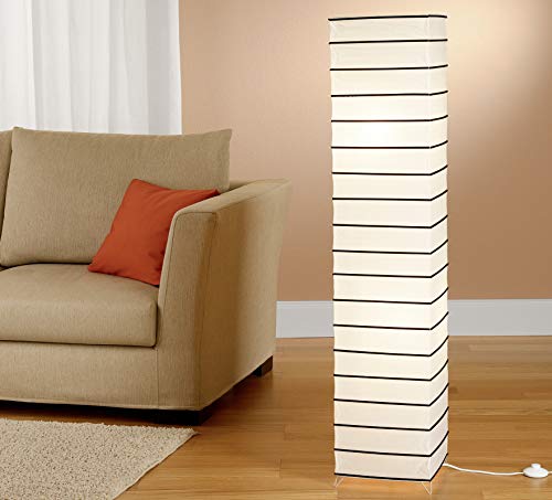 Trango 1215 lámpara de pie"Asia" moderno Lámpara de papel de arroz de diseño en cuadrado con varillas decorativas negras de 125 cm de alto, Lámpara decorativa de salón, lámpara de pie con pantalla