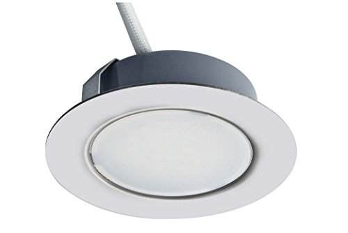 Trango Juego de 1 - 12V AC / DC Foco empotrable para muebles LED, empotrado, luz de techo TGG4E-018 en cromo para reemplazar luces de muebles convencionales G4 luces de campana de cocina, etc.