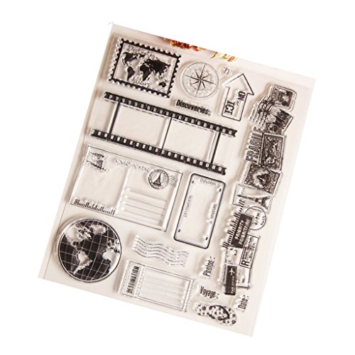 Transparente de la hoja de sello de silicona Estampado de scrapbooking Estampado en relieve Sello para bricolaje Álbum de fotos Álbum de fotos Papel Cuaderno Tarjeta Fabricación Tierra y mapas