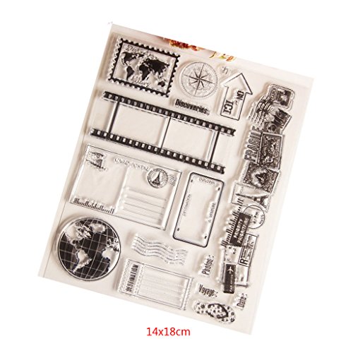 Transparente de la hoja de sello de silicona Estampado de scrapbooking Estampado en relieve Sello para bricolaje Álbum de fotos Álbum de fotos Papel Cuaderno Tarjeta Fabricación Tierra y mapas