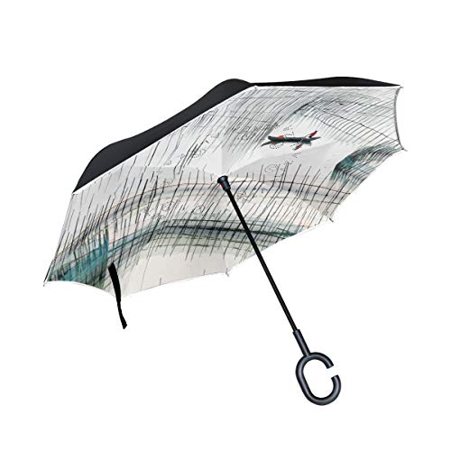 Travel Umbrella,Hermosa Sombrilla De Viaje River, Sombrillas Inversas Livianas para Empacar En Maletín De Billeteras,80cm(H) x108cm(Dia)