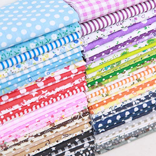 Travistar 7 Piezas 50 x 50cm Tela de Algodón Patchwork Paquete de tela de Flores patrón Floral de Costura de Material Textil Manualidades Retales Algodón para Coser DIY Bricolaje, azul marino