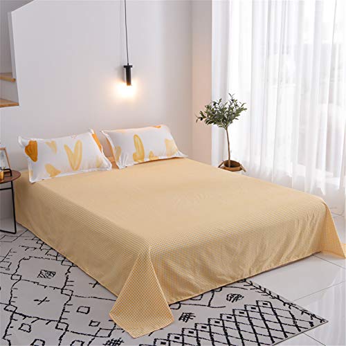 Treer Juego de Ropa de Cama con Funda de Edredón, Funda de Almohada y Sábana Microfibra Estampado 4 Piezas Juego de Ropa de Cama para Cama Individual/Matrimonio (Amarillo Amor Corazon,150x200cm)