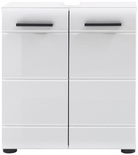 trendteam Mueble de baño base para lavabo Mueble base Skin Gloss, 60 x 56 x 31 cm en blanco brillante con hueco para sifón