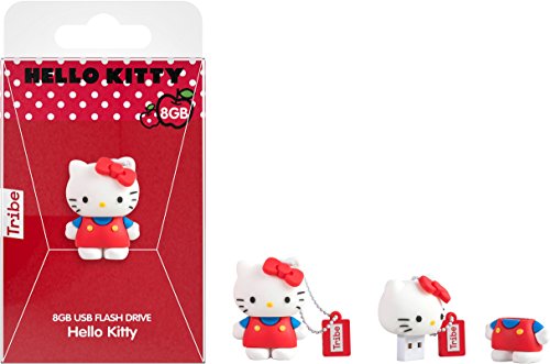 Tribe Hello Kitty Classic - Memoria USB 2.0 de 8 GB Pendrive Flash Drive de Goma con Llavero