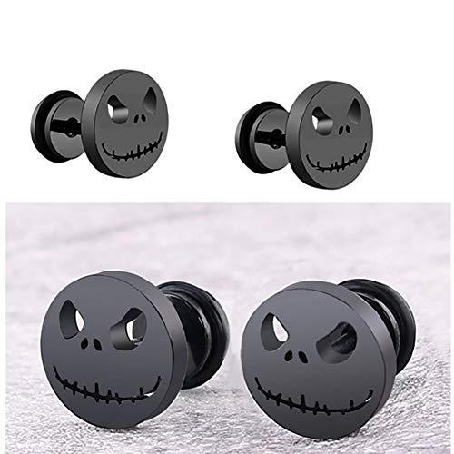 TrifyCore Pendientes Principal de la Calabaza Pendientes Redondos de Acero Titanium de la Ronda Cake Pendientes de Acero Inoxidable de Halloween para Las Mujeres decoración de Halloween Negro 1 Par