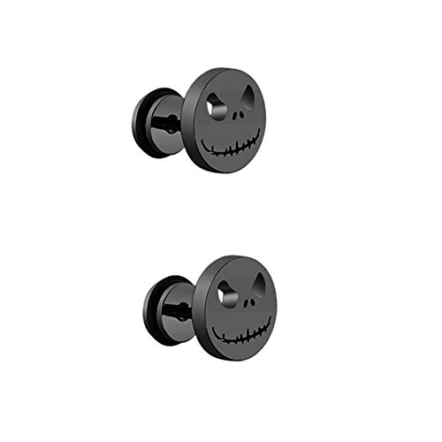 TrifyCore Pendientes Principal de la Calabaza Pendientes Redondos de Acero Titanium de la Ronda Cake Pendientes de Acero Inoxidable de Halloween para Las Mujeres decoración de Halloween Negro 1 Par