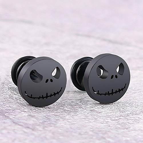 TrifyCore Pendientes Principal de la Calabaza Pendientes Redondos de Acero Titanium de la Ronda Cake Pendientes de Acero Inoxidable de Halloween para Las Mujeres decoración de Halloween Negro 1 Par