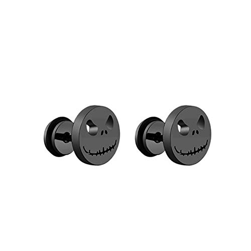 TrifyCore Pendientes Principal de la Calabaza Pendientes Redondos de Acero Titanium de la Ronda Cake Pendientes de Acero Inoxidable de Halloween para Las Mujeres decoración de Halloween Negro 1 Par