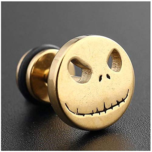 TrifyCore Pendientes Principal de la Calabaza Pendientes Redondos de Acero Titanium de la Ronda Cake Pendientes de Acero Inoxidable de Halloween para Las Mujeres decoración de Halloween Oro 1 Par