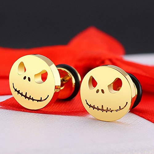 TrifyCore Pendientes Principal de la Calabaza Pendientes Redondos de Acero Titanium de la Ronda Cake Pendientes de Acero Inoxidable de Halloween para Las Mujeres decoración de Halloween Oro 1 Par