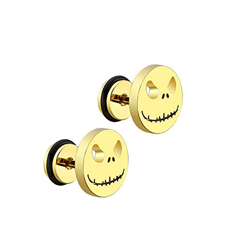 TrifyCore Pendientes Principal de la Calabaza Pendientes Redondos de Acero Titanium de la Ronda Cake Pendientes de Acero Inoxidable de Halloween para Las Mujeres decoración de Halloween Oro 1 Par