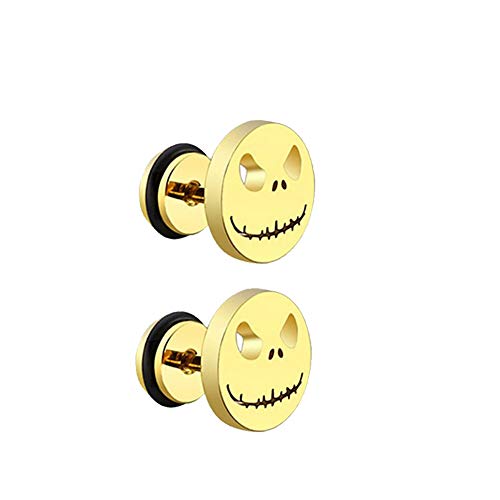 TrifyCore Pendientes Principal de la Calabaza Pendientes Redondos de Acero Titanium de la Ronda Cake Pendientes de Acero Inoxidable de Halloween para Las Mujeres decoración de Halloween Oro 1 Par