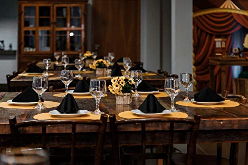 Trimming Shop 20 Inch Algodón Poliéster Negro Mesa Servilleta para Hogar, Hotel, Comedor, Boda, Banquete, Fiesta, Eventos, Dobladillo Bordes Ligero & Lavable a Máquina, 1Pc - Limón, 10Pcs