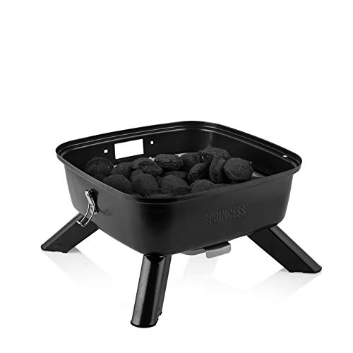 Tristar 01.112256.01.001 Barbacoa Híbrida 2 en 1: Electricidad o Carbón, Tapa Incluida, 37 x 37 cm de Superficie, 2000 W, Metal, Negro