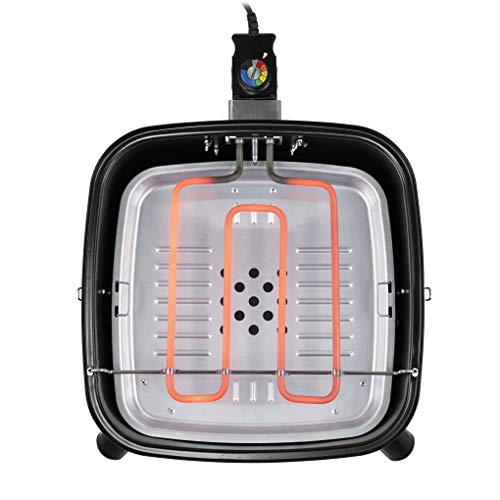 Tristar 01.112256.01.001 Barbacoa Híbrida 2 en 1: Electricidad o Carbón, Tapa Incluida, 37 x 37 cm de Superficie, 2000 W, Metal, Negro