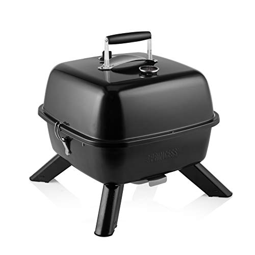 Tristar 01.112256.01.001 Barbacoa Híbrida 2 en 1: Electricidad o Carbón, Tapa Incluida, 37 x 37 cm de Superficie, 2000 W, Metal, Negro