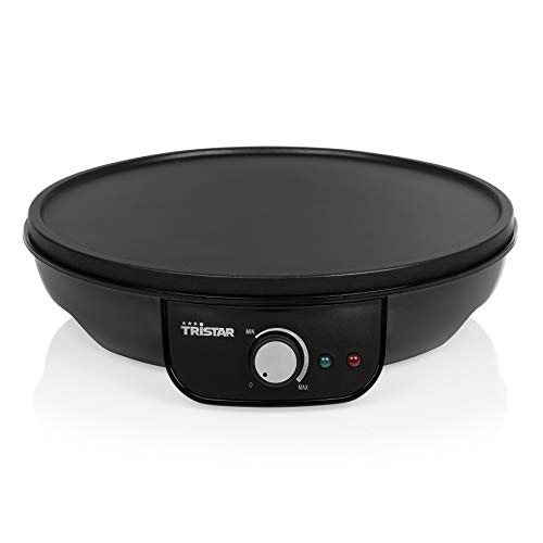 Tristar BP-2637 Crepera eléctrica, temperatura regulable, superficie antiadherente, 30 cm de diámetro, incluye espátula, 1000 W, Negro