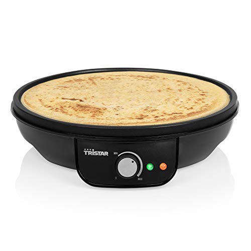 Tristar BP-2637 Crepera eléctrica, temperatura regulable, superficie antiadherente, 30 cm de diámetro, incluye espátula, 1000 W, Negro