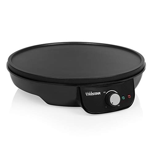 Tristar BP-2637 Crepera eléctrica, temperatura regulable, superficie antiadherente, 30 cm de diámetro, incluye espátula, 1000 W, Negro