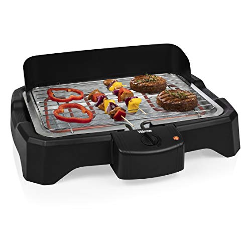 Tristar BQ-2824 Barbacoa eléctrica de Mesa, termostato Regulable, 2000 W, asado sin Humos, Negro
