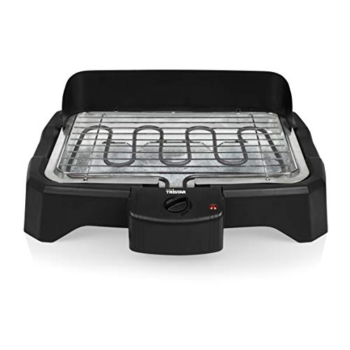 Tristar BQ-2824 Barbacoa eléctrica de Mesa, termostato Regulable, 2000 W, asado sin Humos, Negro