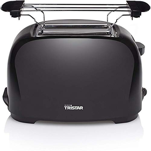 Tristar BR-1025 Tostadora para 2 rebanadas de Pan, 800 W, 6 ajustes de Tostado, Bandeja para Migas extraíble, Plástico, 2 Ranuras, Negro