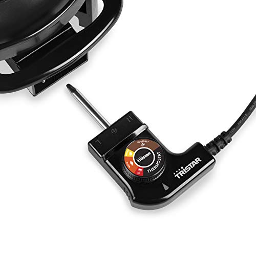 Tristar FO-1107 Olla eléctrica multifuncional para fondue de queso, chocolate o china, volumen 1.5 litros, 1000 W, Apta para 8 personas, Mate negro