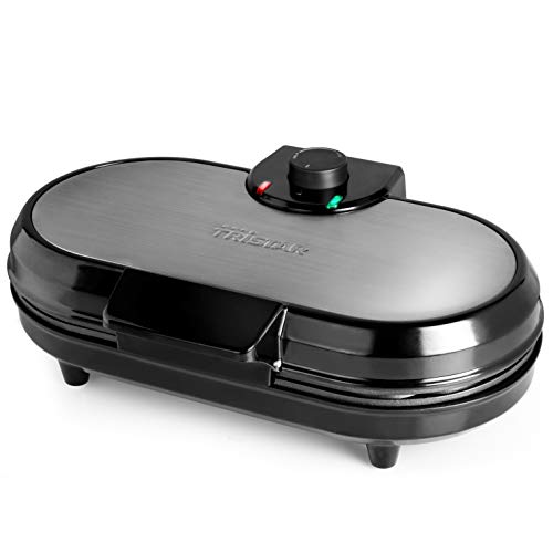 Tristar WF-2120 Gofrera en acero inoxidable para 10 gofres con forma de corazón por sesión, 1200 W, Negro y plateado