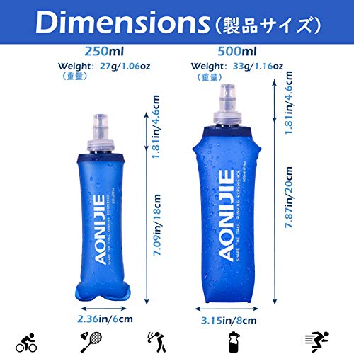 TRIWONDER TPU Botella Soft Flask Bolsa de Hidratación Plegable a Prueba de Fugas Ideal para Mochila de Hidratación para Correr Ciclismo Senderismo (250 ml / 8.45 oz - Paquete de 2)