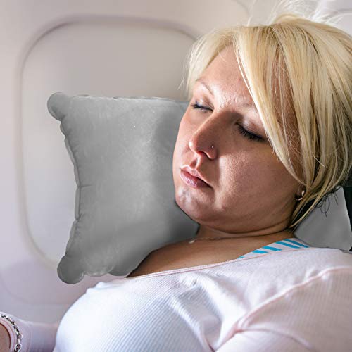 TRIXES Almohada Inflable para Viaje o para Acampar - Almohada para Inflar - Paquete Doble Gris